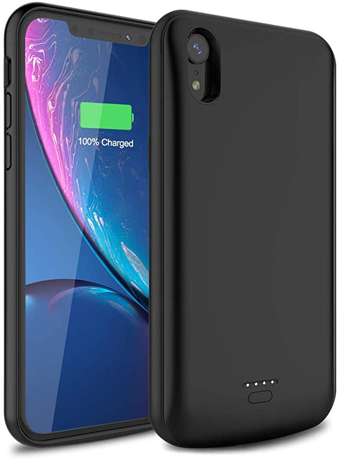 Battery Case for iPhone XR, 5000mAh Wavypo Portable Charging Case Slim Protective Rechargeable Charger Case for iPhone XR-Black (6.1 inch)