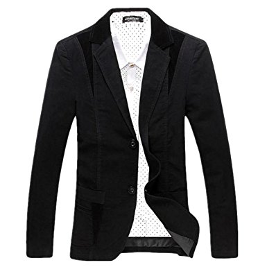 Pishon Men's Casual Blazer Cotton Lightweight Notched Lapel Two Button Blazer Jacket