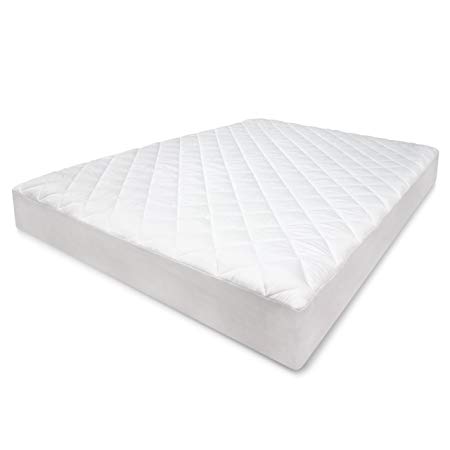 BioPEDIC CoolMax Luxurious 300 Thread Count Diamond Quilted Mattress Pad, Queen, White