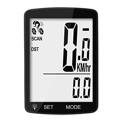 Nellvita NWP-7 Multi Function Wireless Bicycle Cycling Computer Waterproof Bike Speedometer Odometer with 3'' Large LCD Display