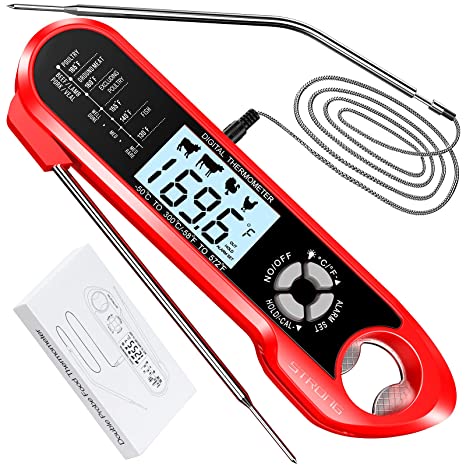 BoxLegend 2 in 1 Instant Read Meat Thermometer - Waterproof Ultra Fast Thermometer with Backlight & Calibration, Digital Food Thermometer for Kitchen, Outdoor Cooking, BBQ, and Grill