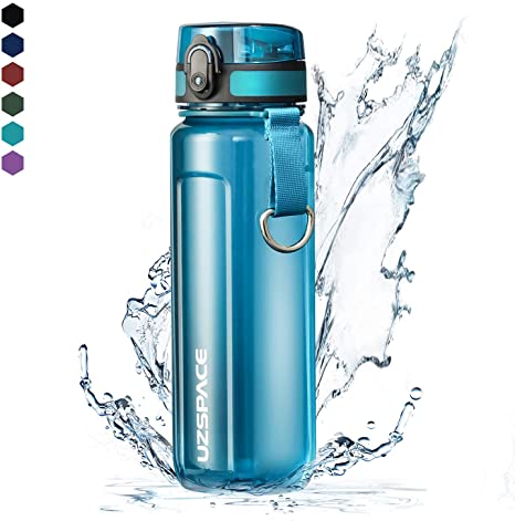 Uzspace Sports Water Bottle 17oz-25oz-32oz No-Toxic, BPA free,Eco-Friendly Tritan and Reusable with Leak-proof Lid and One Click Open for Running, Gym, Yoga, Outdoors and Camping