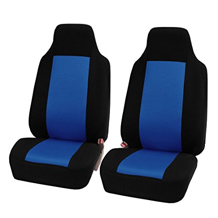 FH-FB102102 Classic Cloth Car Pair Set Seat Covers Blue/ Black- Fit Most Car, Truck, Suv, or Van