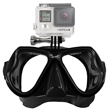 GoMax GoPro Dive Scuba Diving Mask also for snorkel / snorkeling Twin Lens for Adults and Youth w/ Tempered Glass with Free Soft Mesh case