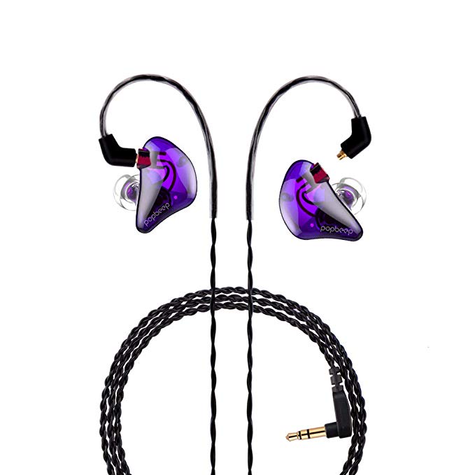 BASN in-Ear Monitor Dual Driver Headphones, Noise-Isolating Earbuds (BsingerBC100 Purple)