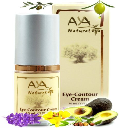 Natural Eye Cream for Dark Circles - Premium Vegan Contour Undereye Creme - Shea Jojoba Olive Almond Rosemary and Avocado Oils Blend