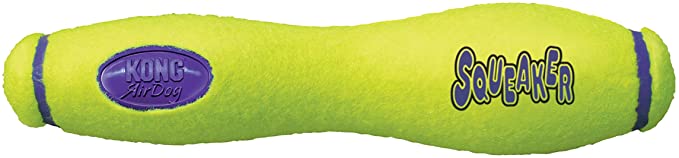 KONG - AirDog Squeaker Stick - Squeaky Bounce and Fetch Toy, Tennis Ball Material - For Large Dogs