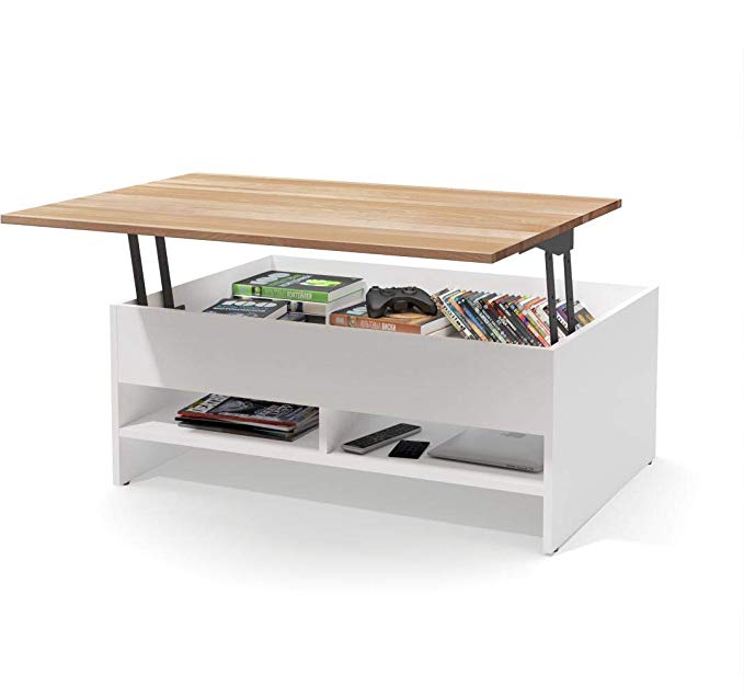 Bestar 37“ Lift-Top Storage Coffee Table with Solid Wood Top Surface