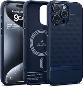 Caseology Parallax Mag for iPhone 15 Pro Case 5G [Enhanced Ergonomic Design Compatible with Magsafe] Military Grade Drop Tested (2023) - Midnight Blue