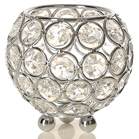 VINCIGANT Silver Crystal Tealight Candle Sleeve Holders for Wedding Coffee Table Decorative Centerpiece Birthday/Mothers Day Gifts,3 Inch Diameter