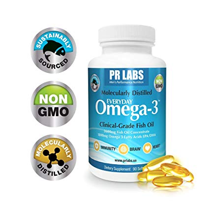 EveryDay Omega-3 Fish Oil - SAVE 33% - Clinical Grade Omega-3 Supplement. 3600mg Total Fish Oil. Guaranteed Purity. Molecularly Distilled. Non-GMO. Sustainably Sourced.