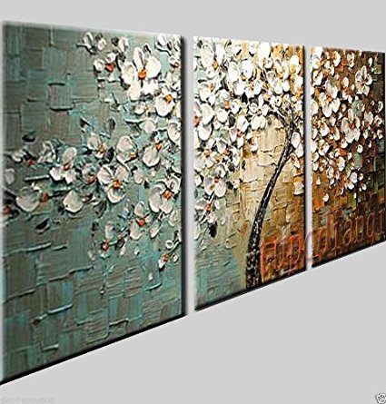 stretched and framed hand-painted promotion free shpping framed on the back oil wall art Flowers knife painting home decoration abstract Landscape oil painting on canvas 16x20inch(40x50cm)