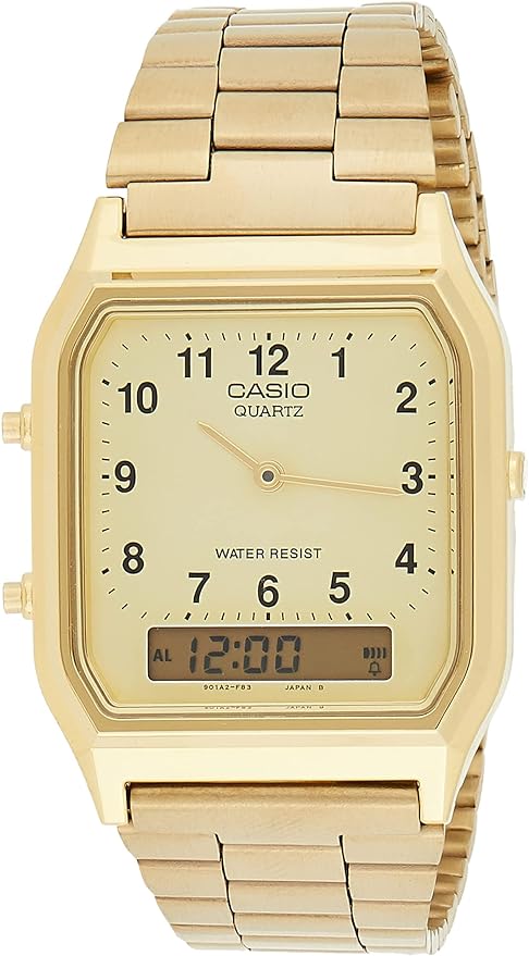 Casio Men's AQ-230GA-9D Gold Analog & Digital with Index Watch, Gold, Analog Watch,Quartz Watch,Digital,Quartz Movement