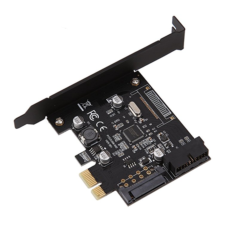 Alloet New PCI-E Express Expansion Card USB 3.0 19-Pin Connector and 15-pin SATA Power