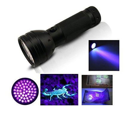 TFSeven® 51 LED Handheld 395 nm UV Blacklight Flashlight / Ultraviolet Flashlight / Stain & Urine Detector Torch - Spot Pet Dog and Cat Urine, Counterfeit Money, Reveals Hidden Stains Bed Bugs Scorpions, Minerals, Leaks