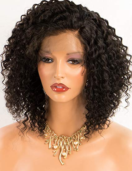 Persephone Kinky Curly Human Hair Lace Front Wigs Brazilian Remy Lace Wigs Human Hair for Black Women 150 Density 14 Inches Natural Color