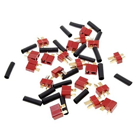 goeasybuy 10 Pairs Ultra T Plug Connectors Deans Style For RC LiPo Battery Male and Female Connector   Shrink Tubing