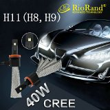 RioRand 5th Generation LED Headlight Kit - H11 H8H9 CREE 40W 5000LM LED Headlight Bulbs Conversion Kit with Flexible Tinned Copper Braid