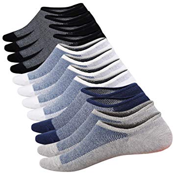 WSupiki No Show Socks Men 6 Pairs Cotton Mens Casual Non-Slip Low Cut Ankle Socks Size 6-12