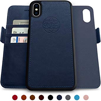 Dreem Fibonacci 2-in-1 Wallet-Case for iPhone Xs Max Magnetic Detachable Shock-Proof TPU Slim-Case, Wireless Charge, RFID Protection, 2-Way Stand, Luxury Vegan Leather, Gift-Box - Royal