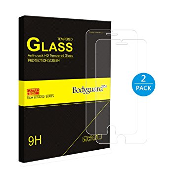 iPhone 6 Plus/6S Plus Screen Protector - Bodyguard 9H Hardness,0.3mm,99% Ultra-clear,3D Touch Compatible,Bubble Free,Anti Oil Stain/Scratch Tempered Glass Screen Protector Film-2 Pack(5.5 inch)