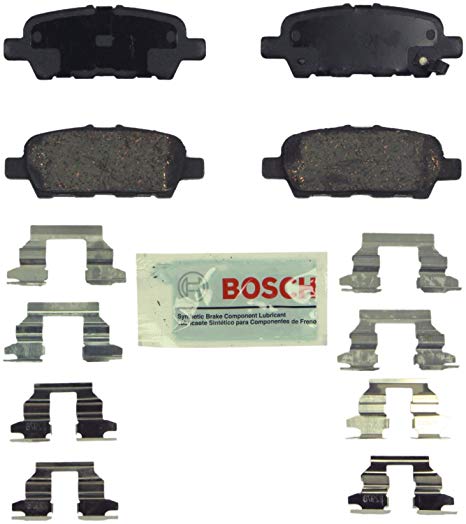Bosch BE905H Blue Disc Brake Pad Set with Hardware For Infiniti: EX, FX, G, JX, M, Q, QX; Nissan: Z, Altima, Juke, Leaf, Maxima, Murano, Pathfinder, Quest, Rogue, Rogue Select, Sentra, X-Trail, Rear