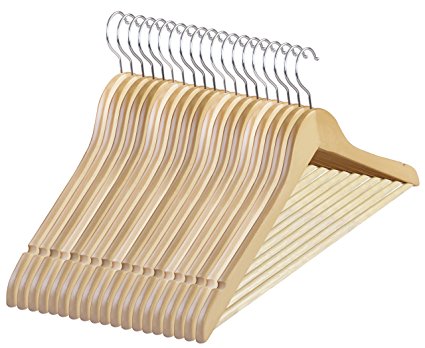 Premium Wooden Hangers - (Pack of 20) - Suit Hangers - Natural Finish - by Utopia Home
