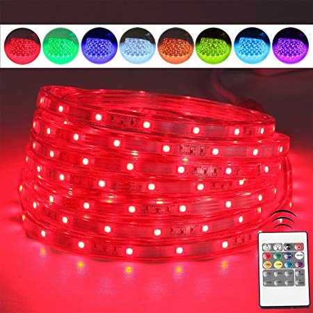 LED Rope Lights, 16.4ft Flexible RGB Strip Light, Color Changing, Waterproof for Indoor/Outdoor use, Connectable Decorative Lighting, 8 colors and Multiple Modes