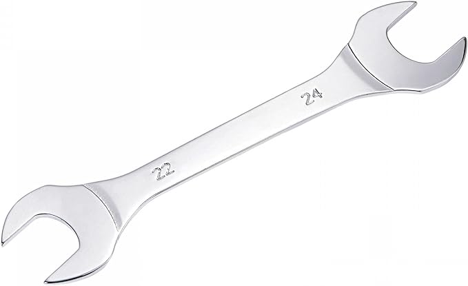 uxcell Thin Open End Wrench, 22mm x 24mm Metric Mirror-Chrome Plated High Carbon Steel, for Household Maintenance and General Repairs