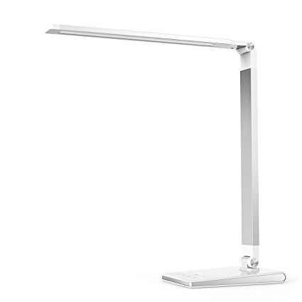 Aptoyu LED Dimmable Desk Lamp with 4 Lighting Modes (Studying, Reading, Relaxing, Sleeping) and 5 Level Dimming, Dual USB Charging Port for Home Office
