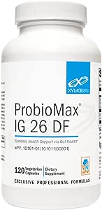 XYMOGEN ProbioMax IG 26 DF - Bacillus coagulans Spore Based Probiotic, Immunoglobulins   IgY Max Hyperimmunized Egg - Promotes Immune Health, Intestinal Health, Cytokine Balance (120 Capsules)