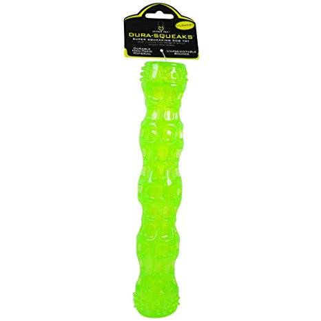 Hyper Pet Dura-Squeaks Stick Dog Toy, Large, Green