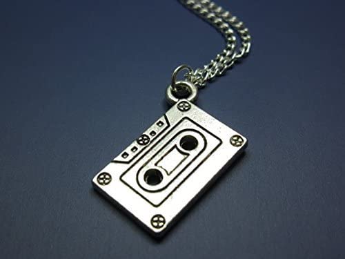 Cassette Necklace - Silver Chain Mix Tape Retro 80s 90s Geeky Nerdy Funky Necklace Quirky Cute Jewelry Punk Geek Nerd Old School