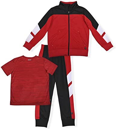 Cheetah Boys’ 3 Piece Jogger Set with Jacket, T-Shirt and Sweat Pants, Sports Tracksuit