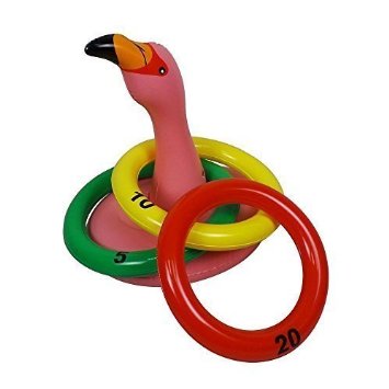 20"H x 17"L x 15"W New Inflatable Toys Flamingo Ring Toss Game Summer Party Beach Pool Kids Water Game Inflatable Pink Flamingo Animals Toy