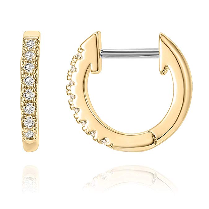 PAVOI 14K Gold Plated Sterling Silver Post Cubic Zirconia Cuff Earrings Huggie Stud