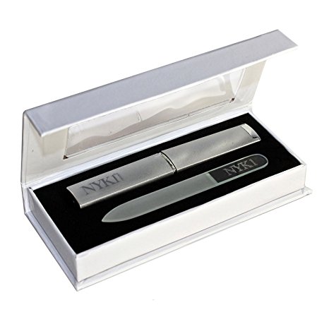NYK1 Handbag Size Best Crystal Nail Glass File. Carefully Crafted, Etched and Eloquently Designed. Perfectly Travel Sized with Official NYK1 Carry Case Included