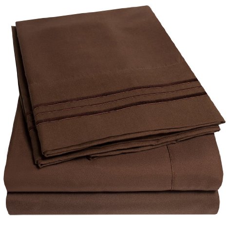 1500 Supreme Collection Bed Sheets - PREMIUM QUALITY BED SHEET SET & LOWEST PRICE, SINCE 2012 - Deep Pocket Wrinkle Free Hypoallergenic Bedding - Over 40  Colors & Prints- 4 Piece, King, Brown