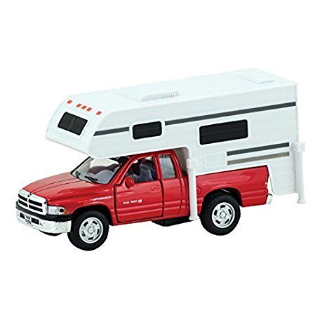 Die Cast Red Dodge Ram Truck Camper