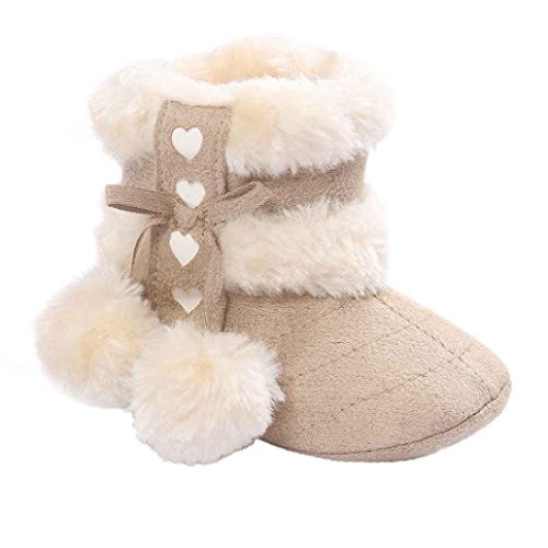 Voberry Baby Toddler Girls Knit Soft Winter Warm Snow Boot Fur Trimmed Pom Pom Boots