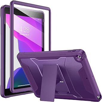 Soke Case for iPad 9th/8th/7th Generation 10.2-Inch (2021/2020/2019 Release), with Built-in Screen Protector and Kickstand, Rugged Full Body Protective Cover for Apple iPad 10.2 Inch - Purple