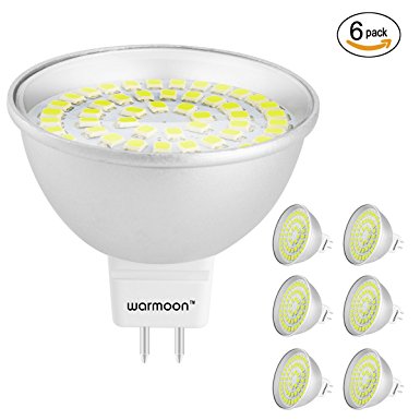 Warmoon MR16 LED Bulbs, 4W Daylight White, 6000K, 120 Degree Beam Angle, Corn Spotlight, 35W Halogen Bulbs Equivalent, Standard Size LED Light Bulbs(Pack of 6)