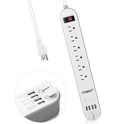 BESTEK 6-Outlet Surge Protector 66ft Cord with 75A 4 USB Ports