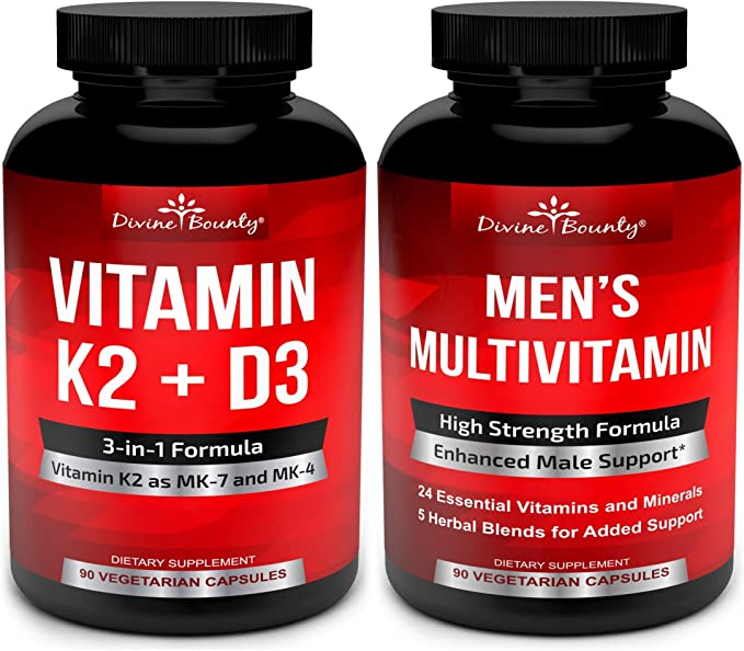 Vitamin K2 with D3 & Men's Multivitamin Bundle