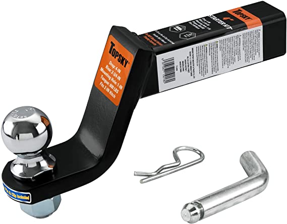 TOPSKY TS2008 Trailer Hitch Ball Mount with 2 inch Hitch Ball, Fits 2 Inch Receiver Hitch Pin, 6000 lbs, Hollow Shank