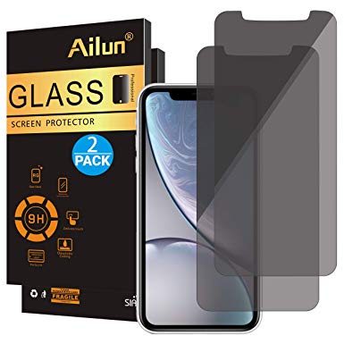 Ailun Privacy Screen Protector Compatible iPhone XR (6.1inch 2018 Release),[2Pack],Japanese Glass 0.25mm,Anti Spy Tempered Glass,Anti-Scratch,Case Friendly