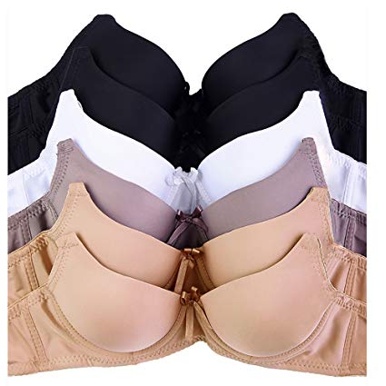 Women's Basic Plain Bras (Packs of 6) - Various Styles