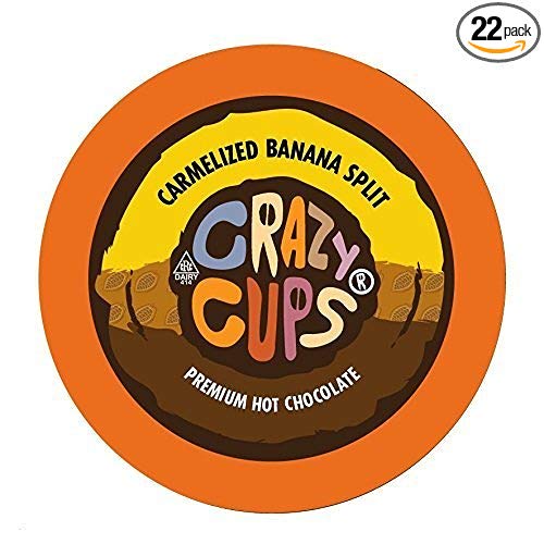 Crazy Cups Seasonal Hot Chocolate, Caramelized Banana Split Premium Hot Chocolate Hot Cocoa, Single Serve Cups for Keurig K-Cup Brewers, 22 Count