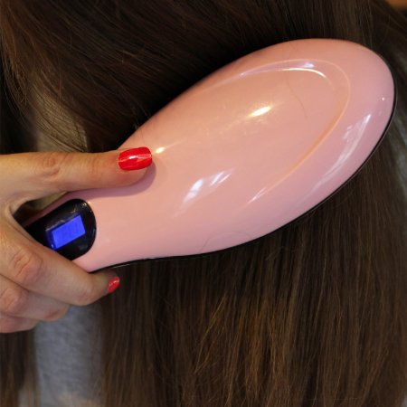 Electric Hair Straightening Brush Transforms Curly and Wavy Into an Elegant Smooth Style
