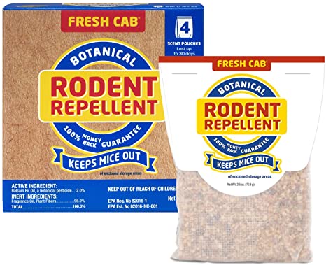 Fresh Cab Rodent Repellent; Quickly Repelling Pests from Treated Areas; Preventing Re-Infestation for up To 1 Months; Safe for Children, Pets and the Environment; Non-Toxic; EPA Registered; 16-Scent Pouches